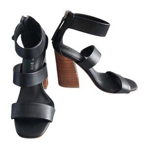 Madden Girl Clyde Sandal Black with Stacked Heel Size 6
